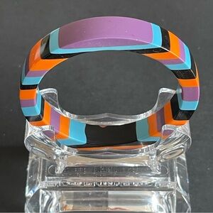 Vintage Carlos Sobral multicolor striped lucite bangle.